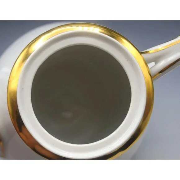 French H & C Haviland Limoges Teapot With Gold Accents